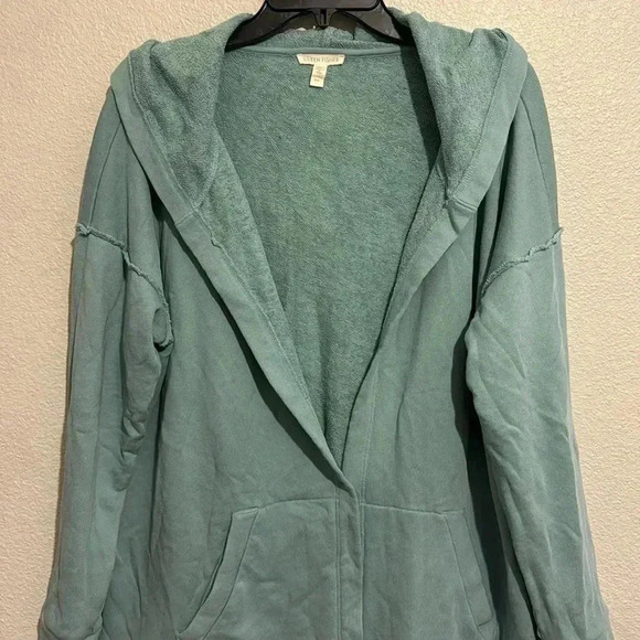 Eileen Fisher French Terry Hodded with Pocket 100% Cotton Lounge Cardigan - Picture 3 of 7